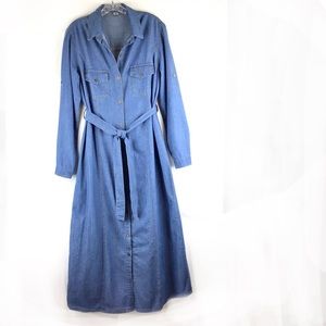 Vintage Western Cotton Chambray Shirtdress M